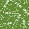3 Wishes Fabric Halloween Skeletons on Green 100% Cotton Price per Yard